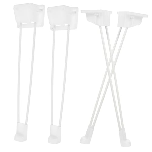 Tofficu 4 Stück Klappbare Haarnadel Tischbeine Metallbeine Stabil Möbelfüße für Couchtisch Schreibtisch DIY Möbelbeine Weißer Metall Look von Tofficu