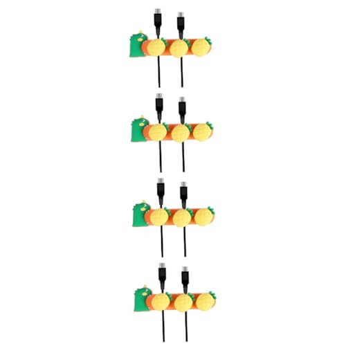 Tofficu 4 Stück Magnetischer Kabelorganizer mit Cartoon Design Selbstklebender Kabelhalter für USB und Ladekabel für Schreibtisch Nachttisch und Auto Grünes Modell von Tofficu