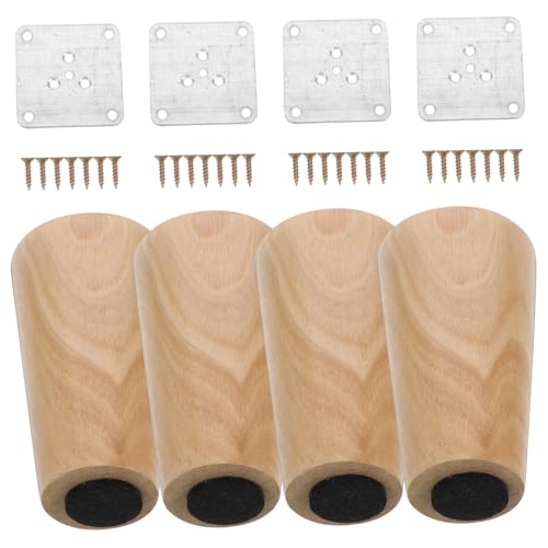 Tofficu 4 Stück Massivholz Möbelfüße Gerade Ersatzbeine mit Antirutschpads für Bett Sofa Tv Schrank Kommode Stabilität und Schutz gegen Kratzer von Tofficu