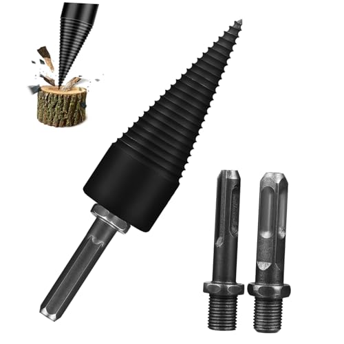 Tofficu 4 Stück Robuster Holzspalter Bohrer aus Stahl Effizienter Spaltbohrer für Feuerholz Kompatibel mit Elektrowerkzeugen Einzigartiges Rillendesign für Schnelles Spalten Vielseitig von Tofficu