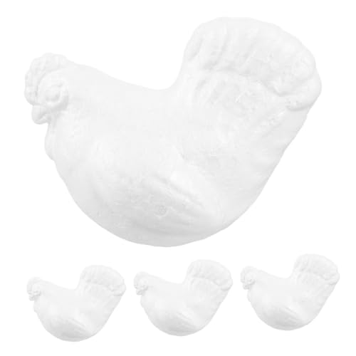 Tofficu 4 Stück Schaumhuder Ornamente Jätschaumblock Ostern-Schaummodell Tisch-Huhn-Statue Hühnersimulationsmodell Henne-Garten-Statue Schaumhuhnhandwerk Tierstatue Henne für Farbe Weiß von Tofficu