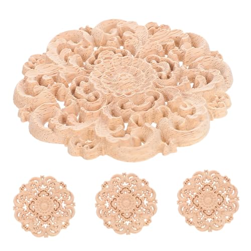 Tofficu 4 Stück Teiliges Runde Holzapplikationen mit Handgeschnitztem Blumenmotiv Naturbelassene Holzdekoration für Möbel Wände Kommoden Langlebig und Einfach zu Montieren Tofficu 4 Stück Teiliges Runde Holzapplikationen mit Handgeschnitztem Blumenmotiv Naturbelassene Holzdekoration für Möbel Wände Kommoden Langlebig und Einfach zu Montieren von Tofficu