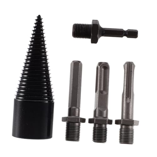 Tofficu 5 Stück Teiliges Wood Splitter Bohrer aus Hochkohlenstoffstahl Langlebig und Sicher mit Verschiedenen Bohrern für Brennholzspaltung und Holzspalter Geeignet für Elektrowerkzeuge von Tofficu