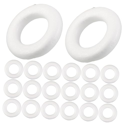 Tofficu 50 Stück Schaumstoffkranzringe Leichte Runde Polystyrol-Formen für DIY Hochzeits Weihnachtsdekoration Vielseitige Moderne Blumenkranzbasis für Kreative Bastelprojekte von Tofficu