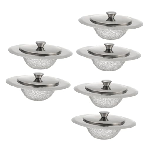 Tofficu 6 Sätze Küchenfilter Stecker Abflusssieb für die Spüle mit hinter Küchenspüle Sieb Spülensieb Müllentsorgungszubehör Anti-Clogging-Sinksieb Rostfreier Stahl Silver von Tofficu