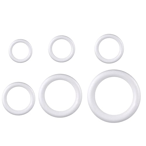 Tofficu 6 Stück Teiliges DIY Schaumstoffringe Runde Bastelkränze Verschiedenen Sichere und Glatte Oberfläche für Hochzeits und Partydekoration zum Bemalen und Verzieren Geeignet von Tofficu