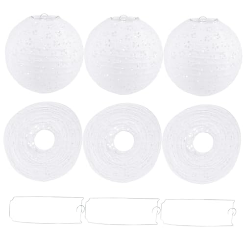 Tofficu 6 Stück Weiße Runde Papierlaternen Handgefertigte Hohle Lampions Leichte Hängedekoration für Laternenfest Hochzeit Party DIY festbeleuchtung von Tofficu