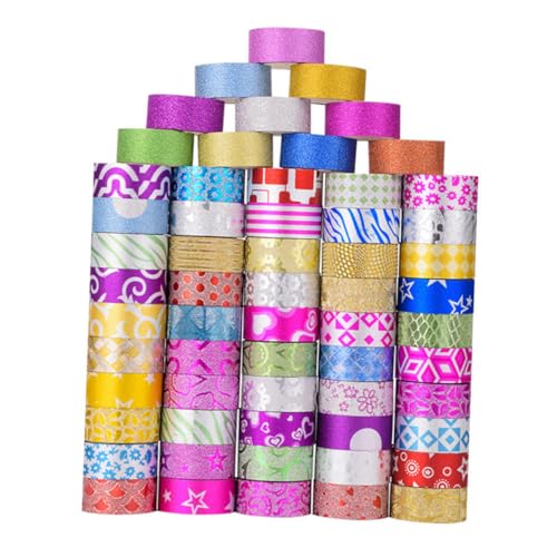 Tofficu 60 Rollen Glitzer Washi Tape DIY Klebeband Papierband für Basteln Scrapbooking Planer Dekoration Vielfältige Farben Festliches Masking Tape von Tofficu