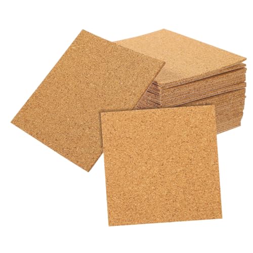 Tofficu 60 Stck Selbstklebende Quadratische Korkplatten Schützende Korkuntersetzer zum Selbermachen Beschreibbare DIY Korkmatten für Tischschutz und Geräuschdämpfung von Tofficu