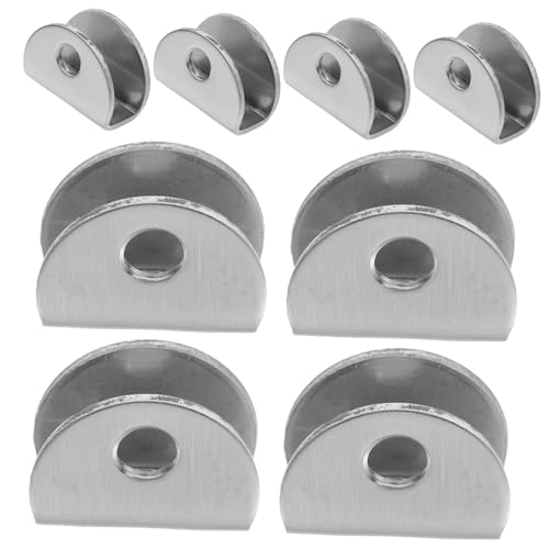 Tofficu 8 Stück Teiliges Edelstahl Glasregalhalter Halbrunde Clips Bohrfreie Montage Stabile Glas befestigungsklemmen für Badezimmer und Möbel Verschleißfest und Langlebig von Tofficu