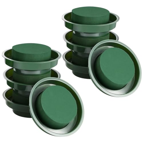 Tofficu 8 Stück Teiliges Runder Floristensteckschaum mit Schale Langlebiger Blumenschlamm für Frische und Künstliche Blumen Wasserreservierend Stabilisiert Blumenarrangements für von Tofficu