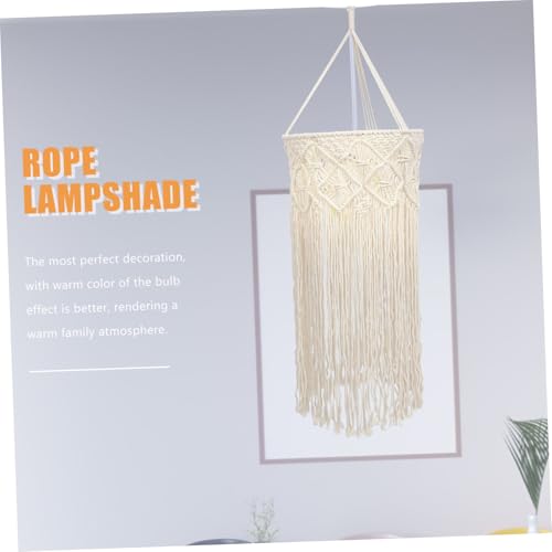 Tofficu Boho Geflochtener Lampenschirm aus Baumwollseil Stabiler Lampenüberzug für Deckenleuchte und Kronleuchter Beige Geeignet für Wohnzimmer Schlafzimmer Küche Dekoration von Tofficu