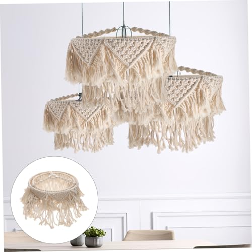 Tofficu Boho Makramee Lampenschirm Hängend Deckenleuchte Vintage Lampenschirm aus Baumwollseil für Wohnzimmer Schlafzimmer Hotel Dekoration von Tofficu