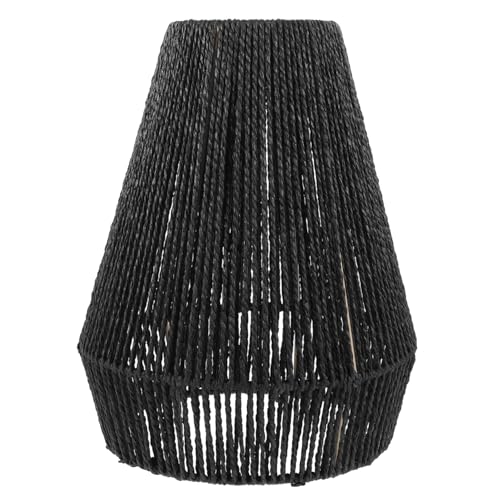 Tofficu Brauner Lampenschirm aus Papierseil Handgeflochtene Deckenleuchte mit Natürlichem Rattan Look Weiches Licht für Wohnzimmer Esszimmer und Schlafzimmer Einfache Montage Vintage von Tofficu