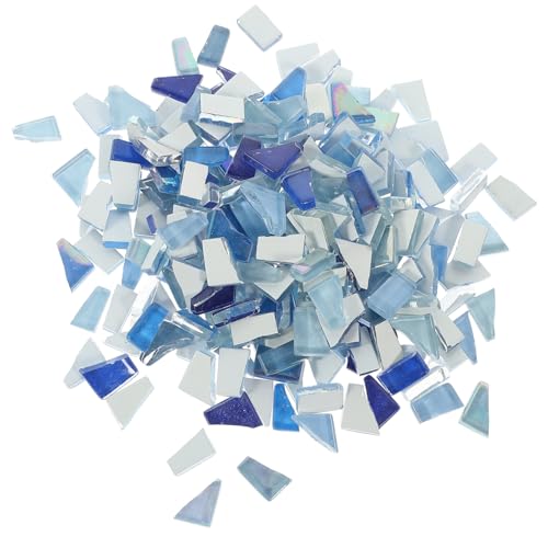 Tofficu DIY Mosaiksteine Blau Unregelmäßige Dekorative Bastel mosaikstücke für Handwerk Garten Deko Kunstprojekte Frostsicher Außenbereich Geeignet von Tofficu
