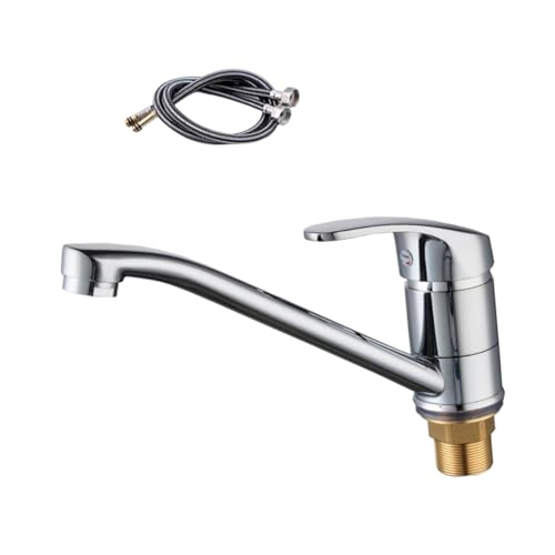 Tofficu Einloch wasserhahn aus Legierung Kalt warm Korrosionsbeständig Langlebig Drehbar für Badezimmer waschtisch Bleifrei Einfache Montage Modernes Design Inklusive Zulaufschläuche von Tofficu