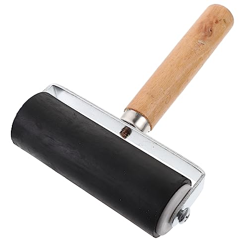 Tofficu Gummiwalze Schwarz für Druckgrafik und Bastelprojekte Langlebige Gummibrayer mit Metallrahmen Ergonomischer Griff zum Einfärben Stempeln und Tapezieren von Tofficu