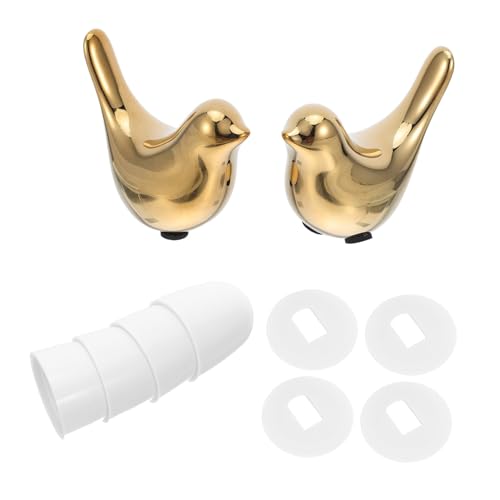 Tofficu Keramik Toilettenschraubenabdeckungen Porzellan Vogel Design Deko Wc Schraubenschutz für Bad Verschönerung und Staubschutz in Gold von Tofficu