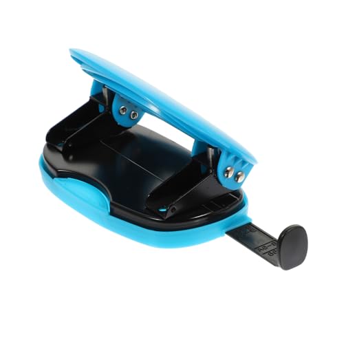 Tofficu Locher Desktop Stanzer Papierlocher Büro Stanzwerkzeug für Bindematerialien und Loseblatt Langlebig Einfach zu Bedienen mit Lineal Blau für Bastelprojekte und Bürobedarf von Tofficu