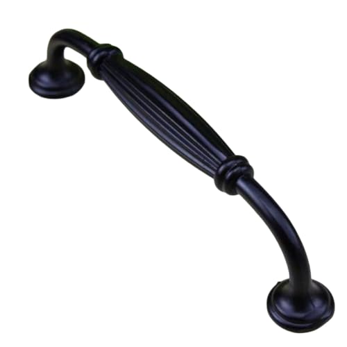 Tofficu Mattschwarzer Zinklegierung Schrankgriff Lochabstand Vintage Möbelgriff für Küchenschrank Kommode Schublade Badmöbel Kleiderschrank Pull Handle von Tofficu
