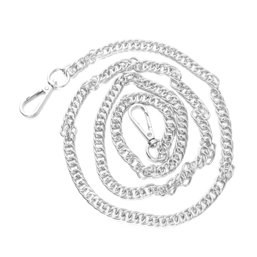 Tofficu Metal Crossbody Bag Chain Strap aus Eisen mit Legierungsschnallen Doppellagige Tragekette für Handtaschen und Umhängetaschen Silberner Schultergurt als Ersatz oder DIY Zubehör von Tofficu