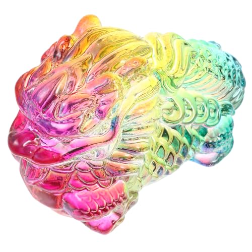 Tofficu Glas Drache Statue Dekorative Drachenfigur Für Schreibtisch Kunstvolles Wohnaccessoire Vielseitige Raumdekoration Bruchsicheres Design Großes Farbenfrohes Handwerk von Tofficu