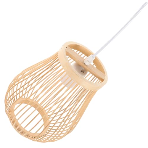 Tofficu Pendelleuchte mit Geflochtenem Lampenschirm Fassung Hängende Lampe für Küche Restaurant Schlafzimmer Sockel ohne Leuchtmittel Rustikal und Dekorativ von Tofficu