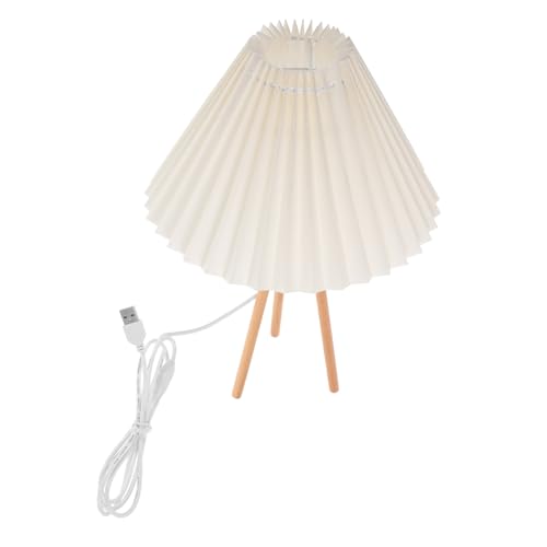 Tofficu Retro Tischlampe mit Plissee Lampenschirm Dimmbar Warmweiß Kabellose Fernbedienung Nordischer Stil Dekorative Schreibtisch und Nachttischlampe für Schlafzimmer und Wohnzimmer von Tofficu
