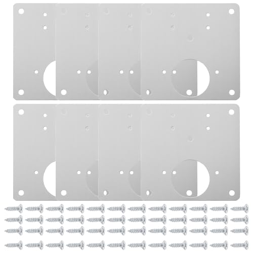 8 Stück Schanierreperaturplatte, Edelstahl Scharnier Reparaturplatte, Scharnier Reparaturplatte mit Loch, Schrank Scharnier-Reparaturplatte mit Schrauben für Wohnmöbel Schublade Kisten Fenster von Tofficu