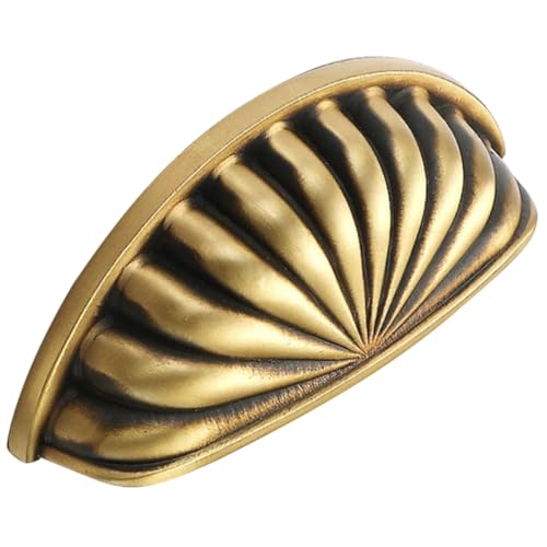 Tofficu Schrankgriff aus Langlebigem Messing Muschel design Verschleißfest Komfortabler Griff Lochabstand Eleganter Möbelfurniergriff für Kleiderschränke und Kommoden Einfache Montage von Tofficu