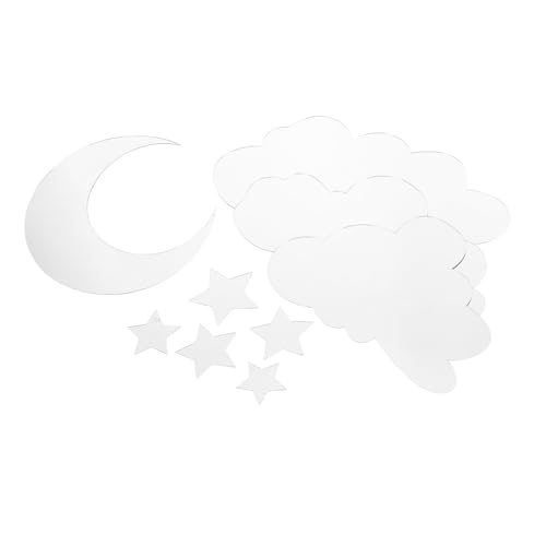 Tofficu Selbstklebende Spiegel Wandsticker Wolken Mond Sterne Dekoration Abnehmbare Wanddeko Für Schlafzimmer Wohnzimmer Decke von Tofficu
