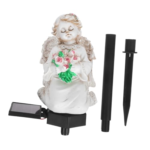Tofficu Solar Engel Gartenlicht Solarleuchte LED Dekoratives Außen Stake Licht für Grabgarten Terrasse Rasen Automatisch Beleuchtet von Tofficu