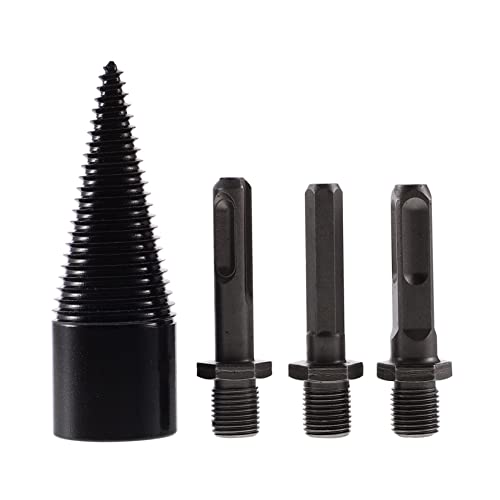 Tofficu Teiliges Holzspalter bohrerset aus Kohlenstoffstahl Hoher Härtegrad Scharfes Kegeldesign für Schnelles Spalten von Eiche Hickory Walnuss Kompatibel mit Elektrohämmern Langlebig von Tofficu