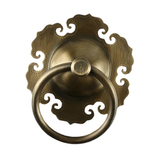 Tofficu Vintage Messing Türgriff Retro Türklopfer im Chinesischen Stil Robuster Vollkupfer Ringgriff für Haustüren Schränke Kommoden Möbel mit Antikem Design von Tofficu