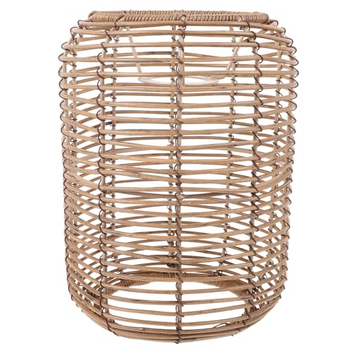 Tofficu Vintage Rattan Lampenschirm Hängelampe Leichtgewichtiger Deckenlampenschirm Ersatz Retro Stil für Esszimmer Wohnzimmer Gemütliche Beleuchtung von Tofficu