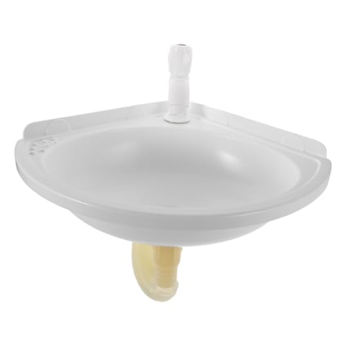 Tofficu Wandhängendes Dreieckiges Waschbecken aus Kunststoff Weiß Kompaktes Eck-wandwaschbecken mit Stabilem Wandmontage für Kleine Badezimmer und Balkon Platzsparend von Tofficu