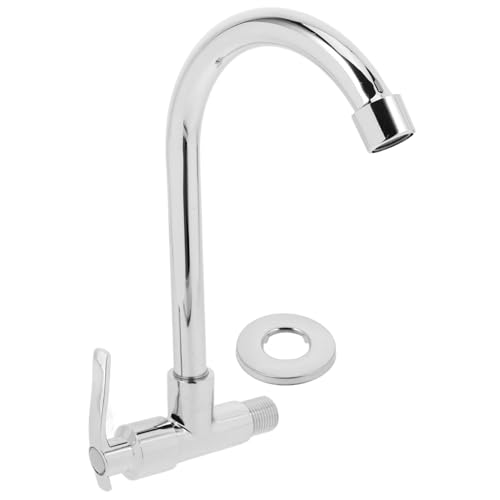 Tofficu Wandmontierter Küchen wasserhahn aus Kupfer Horizontaler Einhebel einzelkaltwasserhahn Punkt schnellöffnung Drehbar Verschleißfest für Haushalt Garten Waschbecken Mop und Pool von Tofficu
