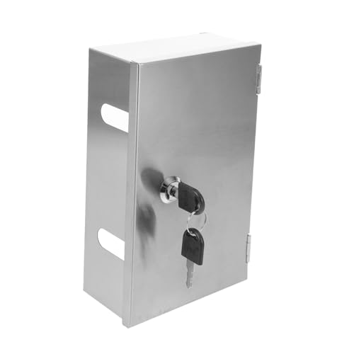 Tofficu Wetterfeste Abschließbare Steckdosenschutzbox aus Edelstahl Wasserdichte Elektrische Schutzabdeckung für Außenbereich Diebstahlsicherung und Langlebiger Metall-steckdosenschutz von Tofficu