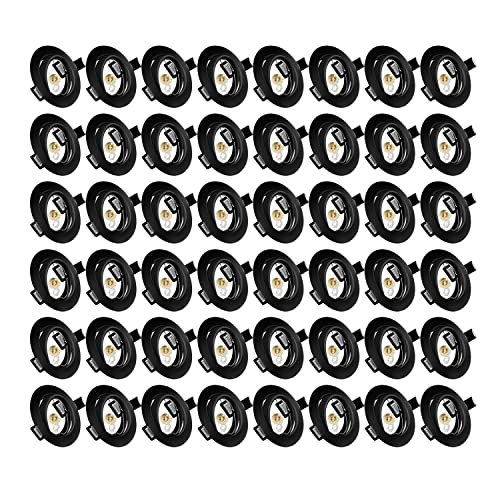 Tofisr Einbaustrahler GU10 Set, Schwenkbar LED Spot Einbaurahmen Rund Schwarz, Einbauleuchte Einbaurahmen Optik, Inkl. GU10 Fassung für LED Oder Halogen Leuchtmittel, 48 Stück von Tofisr