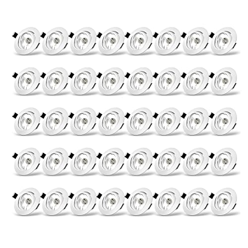 Einbaustrahler GU10 Set, Schwenkbar led spot einbaurahmen Rund Matt Weiß, Einbauleuchte Einbaurahmen Optik, Inkl. GU10 Fassung für LED oder Halogen Leuchtmittel, 40 Stück von Tofisr