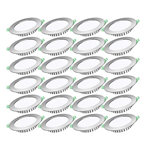 Tofisr LED Einbaustrahler 230V Flach,5W LED Spots Neutralweiß 4500K,Rund Nickel Gebürstet Einbauleuchten Deckenspots,Slim Deckenstrahler,Einbauspots für Küche Wohnzimmer, 24er Set von Tofisr