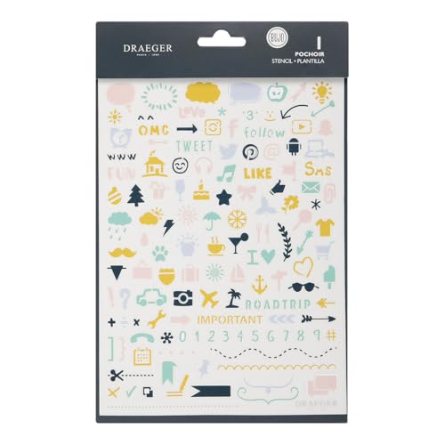 DRAEGER PARIS 1886 – Schablone Symbole Bullet Journal – Kunststoff transparent – ideal für DIY Kalender – Maße 15 x 21 cm – kreative & effiziente Organisation – Modell Toga LR001 von Toga