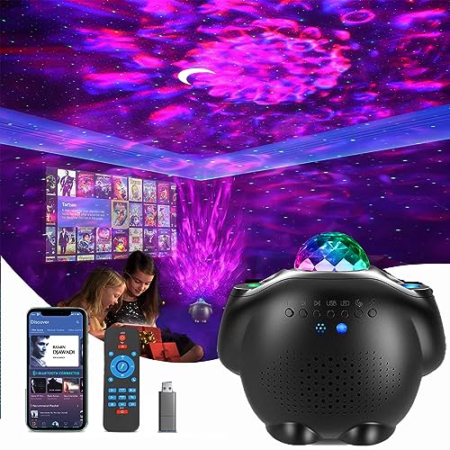 Sternenhimmel Projektor, 32 Lichtmodi Galaxy Projector mit Bluetooth,Fernbedienung,Sprachsteuerung,Timer Sternenlicht Projektor,Sternenprojektor für Weihnachtstag,Schlafzimmer, Kinderzimmer (Schwarz) von Togaga