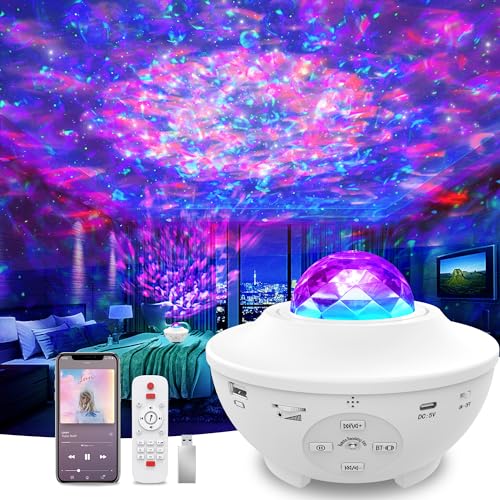 Togaga Sternenhimmel Projektor, 3 in 1 Galaxy Projector mit Fernbedienung, Sternenlicht Projektor mit Bluetooth, 21 Farbmodi, 360°Drehen Ozeanwellen für Kinder Erwachsene, Party Geburtztag, Geschenke von Togaga