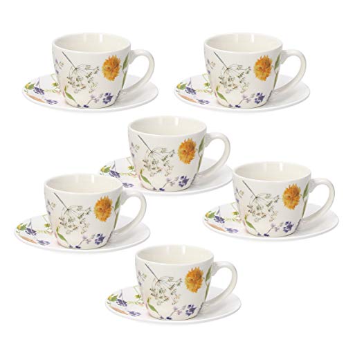 Tognana Audrey Set aus 6 Kaffeetassen mit Teller, New Bone China, mehrfarbig von Tognana