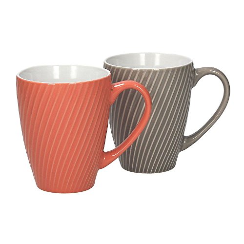 Tognana 2er Set Becher/Kaffeebecher/Kaffeetasse/Mug Twist Concerto, orange und grau, 380 ml. Volumen von Tognana