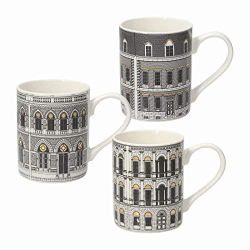 Tognana 6er Set Kaffeebecher / Mug Iris aus der Serie Boulevard, grau, 360 ml Volumen/Becher, modernes Fassaden Design, aus Porzellan von Tognana