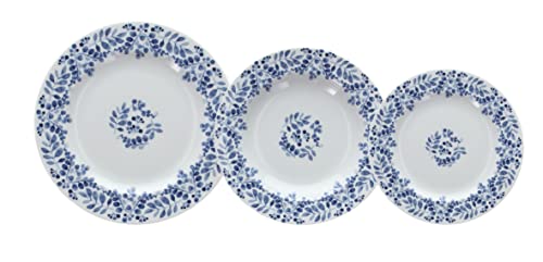 Tognana Gisella Servicola für 6 Personen, 18 Stück Porzellan blau und weiß, Made in Italy von Tognana