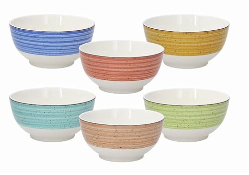 Tognana Kaleido Breakfast Bowls Set of 6 14 cm Diameter Bone China Porcelain von Tognana