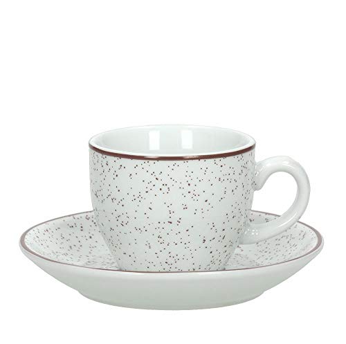 Tognana Pepper Espressotasse mit Untertasse im Set a 6 Stück, beige mit dezentem brauen Farbdekor, aus Porzellan von Tognana